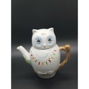 Vintage Single Serving Owl Teapot Figural Woodland Creature Kitchenware